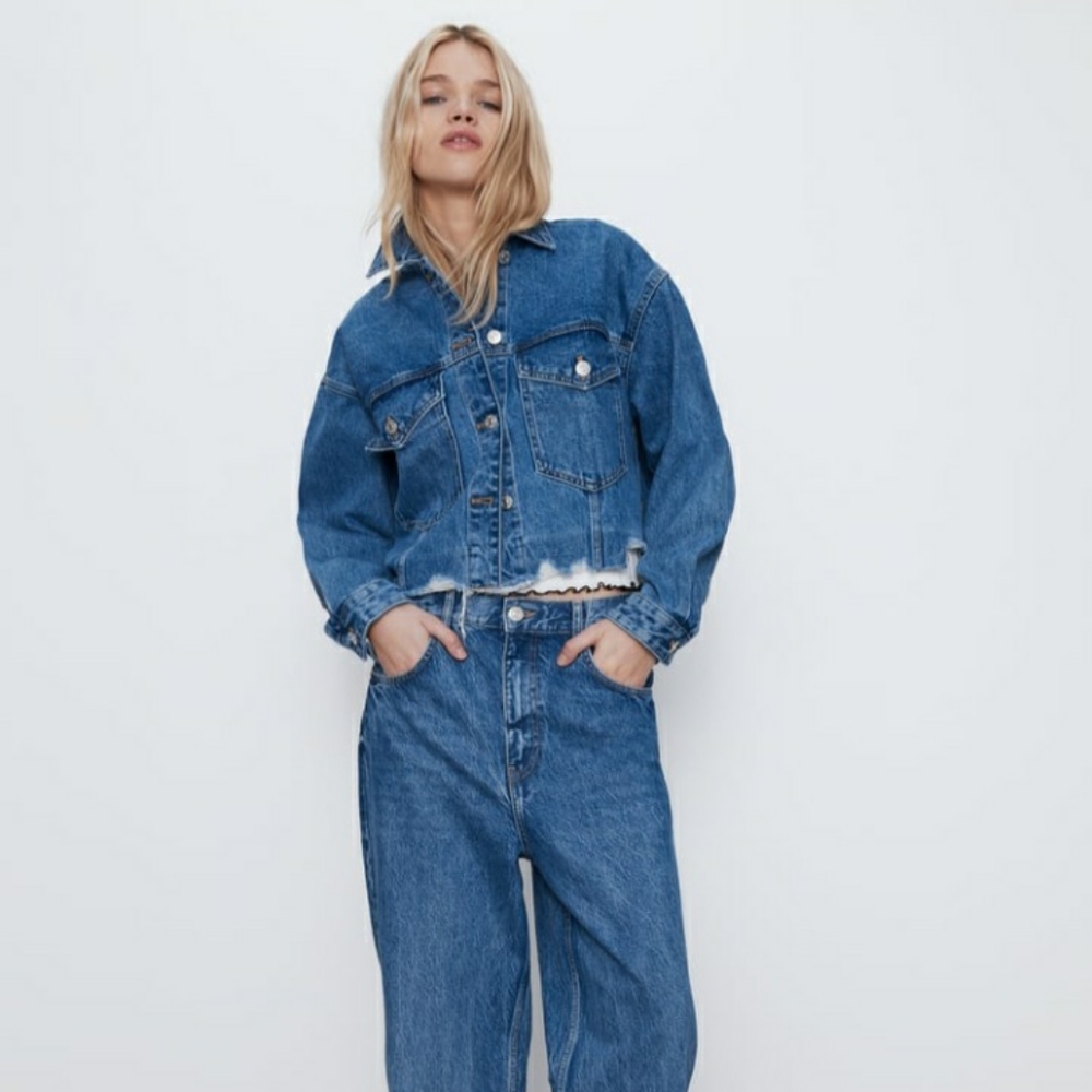 Zara Denim Jean Cropped Jacket